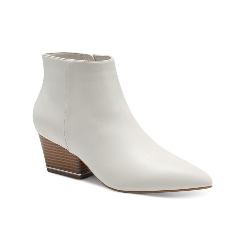 ALFANI Womens Ivory Cushioned Armena Pointed Toe Block Heel Zip-Up Booties 6 M